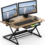 SHW 32-Inch Height Adjustable Standing Desk Converter Riser Workstation, Rustic Brown