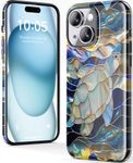 DorisMax for iPhone 13 Case - Wireless Charging Compatible - Dual-Layer Hard Shell + Silicone Cover - Shockproof Protective Phone Case with Stylish Designs for Women - Abstract Sea Turtle