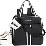 Pickleball Bag - Black Pickle Ball Backpack with Shoe Compartment & Waterproof Pocket, Pickleball Accessories for Women Men, Adjustable Crossbody Duffle Bag Shoulder Gym Tote with Fence Hook