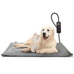 Toozey Dog Heat Pad Electric 70 * 40 cm, 4 Adjustable Timer & 6 Adjustable Temperature, Safe Pet Heating Pad Mat with Crystal Velvet Cover, Waterproof, Ideal for Whelping/Puppy/Dogs and Cats, L