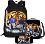 Cumagical 3D Animal Tiger Print Lightweight Backpack Bookbags Outdoor Travel Laptop Daypack 3 Pieces Set With Lunch Bag, Pencil Bag, 3d Animal Tiger a, Color, Sling Backpacks