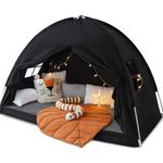 Twin Size Bed Canopy Bed Tents Dream Tent on Bed Privacy Space Blackout Sleeping Tents Indoor Breathable Portable Cottage Drafty Room Floor Bed Tents (Black)