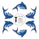 Secopad Non Slip Shark Bathtub Stickers, 20 PCS Adhesive Kids Anti Slip Decal Threads for Shower and Bath Tub with Premium Scraper, Each About 4.7" x 3.2"