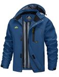 MAGCOMSEN Mens Windbreaker Jackets Lightweight Rain Jacket With Hood Fishing Coat Outwear Soft Shell Jacket Denim Blue L