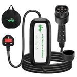 EV Charger Type 2 to 3 Pin Plug 10M, 3 Pin EV Charger 13A, 3.3KW Electric Car Charger with LED Indicators, IP65/IP54 Waterproof EV Charging Cable with Cable Bag for IEC 62196-2 EVs and PHEVs