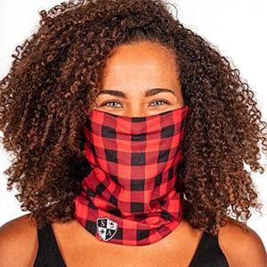 S A Company Single UV Face Shield | UV 30+ Multipurpose Neck Gaiter Balaclava for Adults | Red Plaid