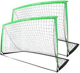 RUNBOW 9x5 ft Portable Kids Soccer Goal for Backyard Adult Junior Large Practice Soccer Net with Carry Bag Set of 2 (9x5ft, Green, 2 Pack)