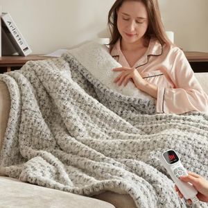 Electric Heated Blanket,72x84 Heating Full Luxury Soft Rose Faux Fur Grey