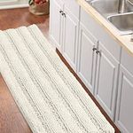 Turquoize Non-Slip Kitchen/Bath Rug Runner Luxury Chenille Shaggy Bathroom Rug Mat Ivory White Bath Mat, Ultra Soft and Cozy, Super Absorbent, Washable Carpet Kitchen Mats, 59"x20", Cream