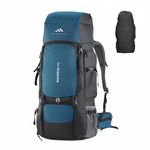 MOUNTILE ROAMRIDGE 70L Travel Backpack with Water Proof Rain Cover - Camping Hiking Rucksack Trekking Bag - MTX02-ENGLISHBLUE