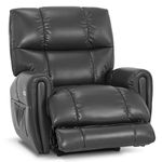MCombo Large Lay Flat Dual Motor Power Recliner Chair with Heat and Vibration, USB and Type C Ports, Faux Leather Electric Recliner for Living Room, Infinite Position 6199 (Dark Grey)