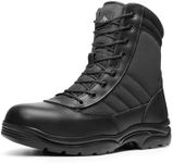 NORTIV 8 Mens Steel Toe Work Boots Safety Industrial Anti-Slip Tactical Boots Size 6.5 Wide Trooper-Steel-W, Black-t