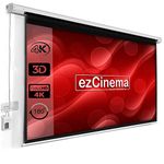 ezCinema projector screen 120 inch Diagonal UHD-3D-4K Ready Technology Motorized Projector Screen with Cordless Remote