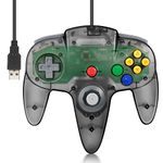 Wired USB N64 Controller, FISUPER Classic Video Game Controller USB Gamepad for Windows PC MAC Raspberry PI Retropie (Clear Black)