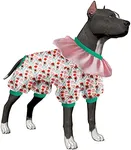 LovinPet Large Dogs Clothes, Large Dog Pajamas, Anti Licking Dog Recovery Suit, Lightweight Fashion Hill Flowers Red, Pink, Green Prints Dog Clothing, UV Protection, Easy Wearing Dog Jumpsuit XXL