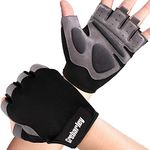 Grebarley Weight Lifting Gloves,Training Gloves for Crossfit, Exercise, Cycling, Gym, Training, Breathable & Snug fit, for Men & Women(Dark gray, L)