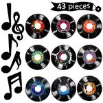 Gejoy 43 Pieces Music Party Decorations Music Notes Cutouts Musical Notes Silhouettes Record Cutouts Rock and Roll for 50's Theme Party Music Party Favors Baby Shower School Bulletin Board Craft Decor