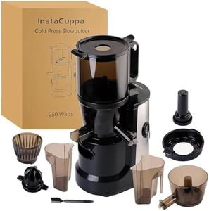 InstaCuppa 3-in-1 Cold Press Juicer for Home for Busy Moms, Unique Gradual Shaped Auger, 250W Copper Motor, 5.5” Big Mouth Feed Chute, Quiet, Easy to Clean, BPA-Free, 3Liter Slow Pressed Juice Machine