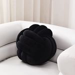 Sioloc Soft Knot Ball Pillows,Round Throw Pillow Cushion Home Decoration Plush Pillow,Throw Knotted Pillow Handmade Round Plush Pillow（10.6inches,Black）