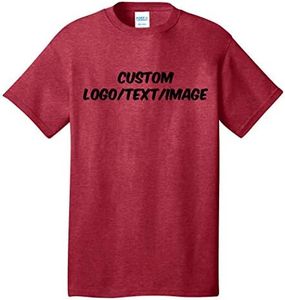 INK STITCH Unisex PC54 Custom Design Your Own Cotton Short Sleeve Tshirts - Heahter Red (3XL)