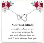 VOSAP Gifts for Mum Daughter Auntie Niece Grandma Granddaughter Sister, Sterling Silver Two Interlocking Hearts Necklace Mum Gifts from Daughter Son, Perfect Presents for Auntie Grandma on Birthday Christmas, Cubic Zirconia