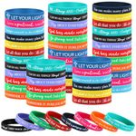 Otuuz 48 Pcs Bible Bracelets Faith Bible Verse Rubber Wristbands Christian Bracelet for Men Women Inspirational Silicone Wristbands Motivational Sayings Religious Wrist Bands for Party Church