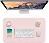 Hsurbtra Desk Pad, 23.6" x 13.8" PU Leather Desk Mat, M Extended Mouse Pad, Waterproof Desk Blotter Protector, Ultra Thin Small Laptop Keyboard Mat, Non-Slip Desk Writing Pad for Office Home, Pink