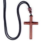 Wood Cross Necklace for Men Women Boys and Girls Gift, Natural Wooden Cross Chain Pendant, Christian Catholic Jesus Crucifix Necklace, Cross for Car Mirror Hanging