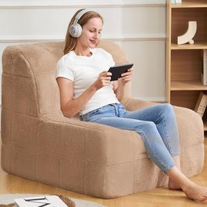Cansunna Bean Bag Chair Sofa Furry Beanbag Chair Couch for Adults Armless Bean Bag Lounge Soft Comfy Chair for Bedroom, Living Room or Balcony (Brown)