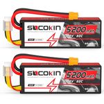 Socokin 14.8V Lipo Battery 4S 5200mAh 80C with Hard Case XT60 Plug for RC Evader BX Car RC Buggy RC Boat Drones Slash 1/10 Scale Racing Truck Racing RC Heli Airplane (2 Pack)