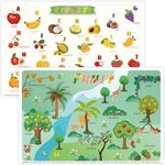 Gairssda Artistic 40 Pack Sticky Kids Placemat with 2 Designs:Fruit Alphabet and Farm,Disposable Placemats for Baby&Toddle,Baby Placemat for Restaurant,Travel,Picnic,Party,12" x 18"