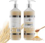 Oatmeal Dog Shampoo PRITTY PETS Oatmeal Shampoo for Dogs - Professional PH Balanced, Cruelty Free, Silicone & Paraban Free, Puppy Friendly Dog Grooming Shampoo - Made in the UK (500ml with Pump)