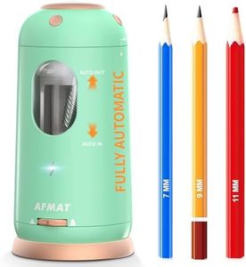 AFMAT Electric Pencil Sharpener, Auto in & Out, Fully Automatic Pencil Sharpener, Rechargeable Hands-Free Sharpeners for Jumbo & Colored Pencils (7-11.5mm), Good for Classroom/Home PSC8(Light Green)