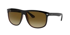 Ray-Ban RB4147 Boyfriend Square Sunglasses, Black On Brown/Brown Gradient Dark Brown, 60 mm