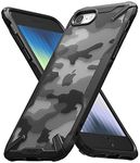 Ringke Fusion-X [Military Design] Compatible with iPhone SE 2022/2020 / 8/7 Case, Camouflage Hard Back Heavy Duty Rugged Shockproof Protective Bumper Cover - Camo Black