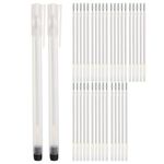 CREAWONDER 35 White Fine Refills with 2 Heat Erasable Pens for Fabric Markers, Cloth Marking Pens, Sewing Quilting, Heat disappearing Ink Pen for Dressmaking, Tailors Sewing Chalk Pencils
