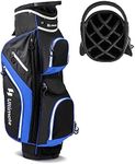 Tangkula Golf Cart Bag with 14 Way Top Dividers, Lightweight Golf Club Cart Bag with 9 Pockets, Cooler Bag, Umbrella Holder, Dual Strap & Rain Hood, Portable Golf Carry Bag for Men & Women (Blue) (Blue)