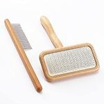 Carpet Rake-Sheepskin Wool Brush and Sheepskin Brush Cleaner Comb, More Suitable for Pile Carpets/Rugs, for Carding Fur, Restore Carpets Softness and Texture (Wood, 2PCS(Big+ Small)