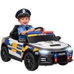 AIYAPLAY Kids Electric Car, 12V Battery Powered Police Ride on Car with Remote Control, Music, Horn, Siren, Flashing Lights, Children Electric Vehicle for 3-5 Years