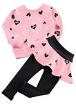 BomDeals Adorable Cute Toddler Baby Girls Clothes Set,Long Sleeve T-shirt +Pants Outfit (Age(6T), Pink)