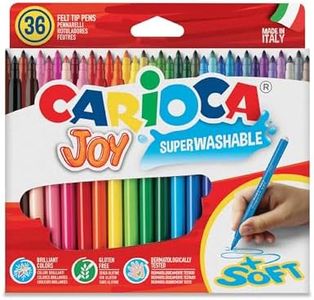 CARIOCA Pennarelli Joy Box, Pennarelli Colorati per Bambini con Punta Fine, Ideali per Disegnare e Colorare, Super Lavabili, Colori Assortiti, 36 pezzi