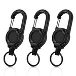 Heavy Duty Retractable Keychain, 3 pack, Retractable ID Badge Holder Reel, Tactical ID Badge Reel, Key Ring Outdoor