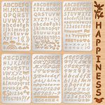 Lewtemi 6 Pcs Mixed Metal Stencil Wood Stencil Templates Stencils for Journaling Wood Burning Stencils for Wood Carving Drawing Engraving Scrapbooking Journal Craft DIY(Letter Style)