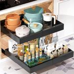 Ronlap Slide Out Drawer, Extendable Pull Out Cabinet Organizer Kitchen Cupboard, Sliding Drawer, No Drilling and Nailing, Kitchen Storage Black