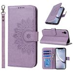 ELTEKER Phone Case Compatible with iPhone XR Wallet Case,Premium Leather Card Holder Card Slot Magnetic Closure Flip Kickstand Women Wallet Case for iPhone XR - Purple