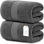 White Classic Luxury Large Bath Towels Set of 2, 89 x 178 Cm Oversized Bath Sheets, Hotel Quality Thick Bath Towels Extra Large Sized, 2 Pack High Absorbent XL Bath Towels for Adults, Shadow Grey