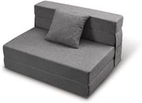 Z-hom Folding Sofa Bed, 6 inch Memory Foam Couch, Convertible Sleeper Chair Floor Couch, Futon Sofa Sleeper Chair with Pillow & Washable Cover for Living Room/Bedroom/Guest 76" x 39" x 6"(Dark Grey)