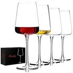 Hand Blown Square White or Red Wine Glasses Set of 4 – Premium Crystal Wine Glasses with Long Stem – Unique Gift for Wedding,Birthday,Anniversary – Ideal for Restaurants,Home Bar – 20 OZ,Clear