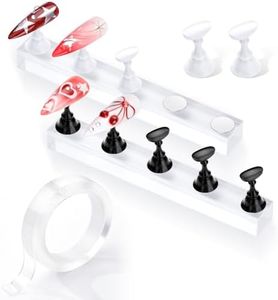 Makartt Press on Nails Stand: Black and White Nail Holder for Painting Nails, Stands for Art Display Practice, Magnetic Fake Holders with 1M Double-Sided Tape DIY Home Salon Use