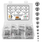 Epi-Torque 540 Pcs 11 Size 3/32''-13/32'' SAE Precision Chrome Steel Assorted Loose Bicycle Bearing Ball Assortment Kit (SAE)